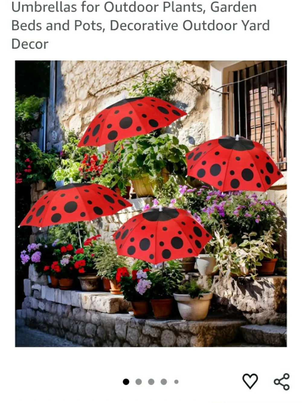 Red Ladybug Plant Umbrella - Decorative Sun Protection